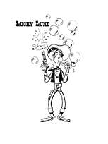 coloriage lucky luke tire sur des bulles de savon